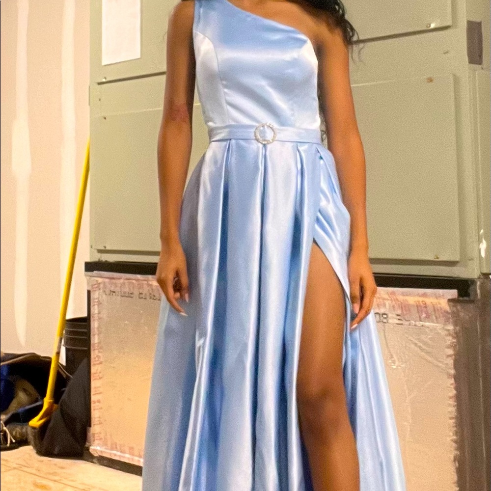 COPY - One Shoulder A-Line Satin Party Gowns Prom Dresses Long Formal Dress wit…
